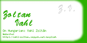 zoltan vahl business card
